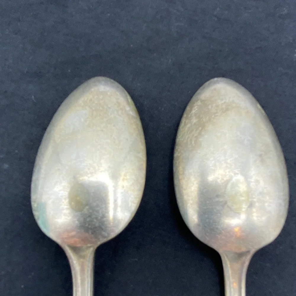 Vintage J. Rogers & Co 6in Teaspoons Silver Plated Anchor XII Set of 2 Silver